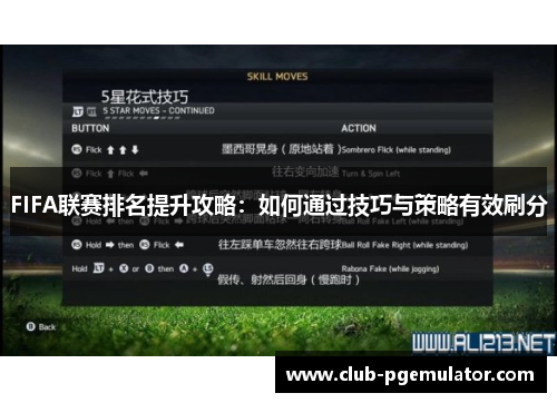 FIFA联赛排名提升攻略：如何通过技巧与策略有效刷分