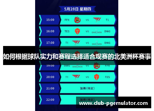 如何根据球队实力和赛程选择适合观赛的北美洲杯赛事